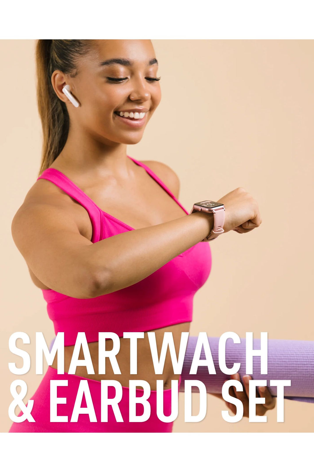 Pink Strap Smart Watch (Series 17) & TWS Earbud Set