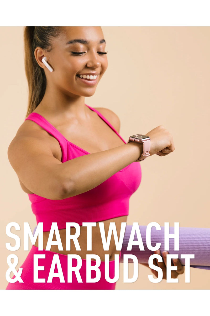 Pink Strap Smart Watch (Series 17) & TWS Earbud Set