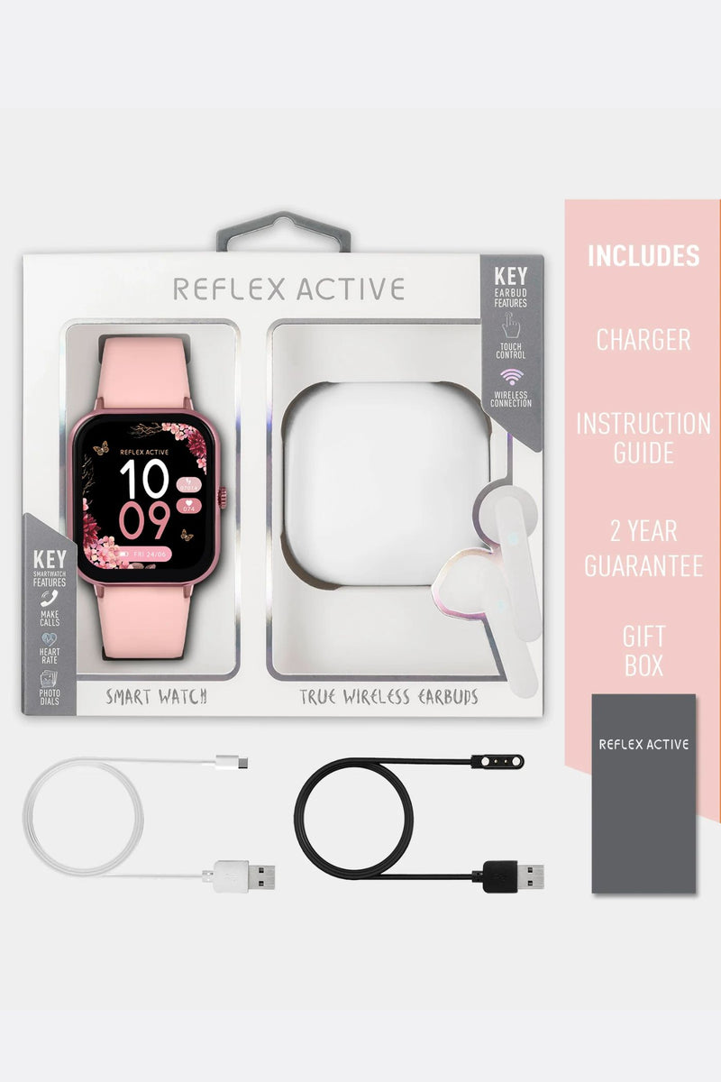 Pink Strap Smart Watch (Series 17) & TWS Earbud Set