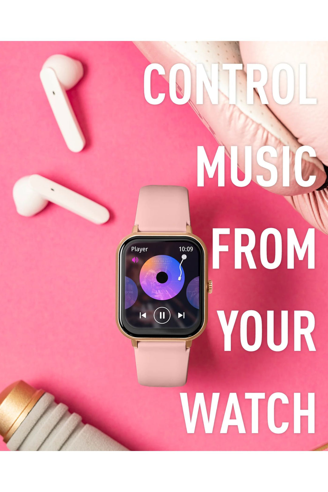 Nexus 100 S Pink Smart Watch (Series 23) & TWS Earbud Set