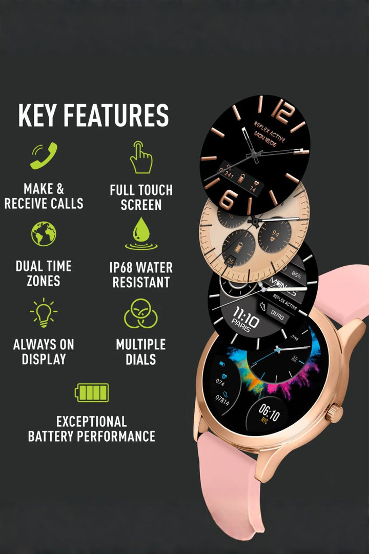 Spectra 300 R Pink Silicone Strap Amoled Smart Watch (Series 31) - Rose Gold