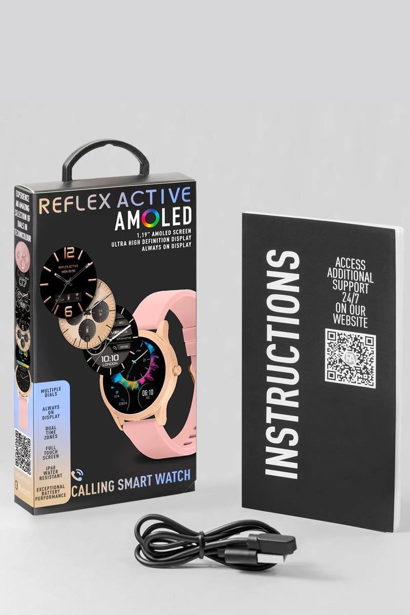 Spectra 300 R Pink Silicone Strap Amoled Smart Watch (Series 31) - Rose Gold