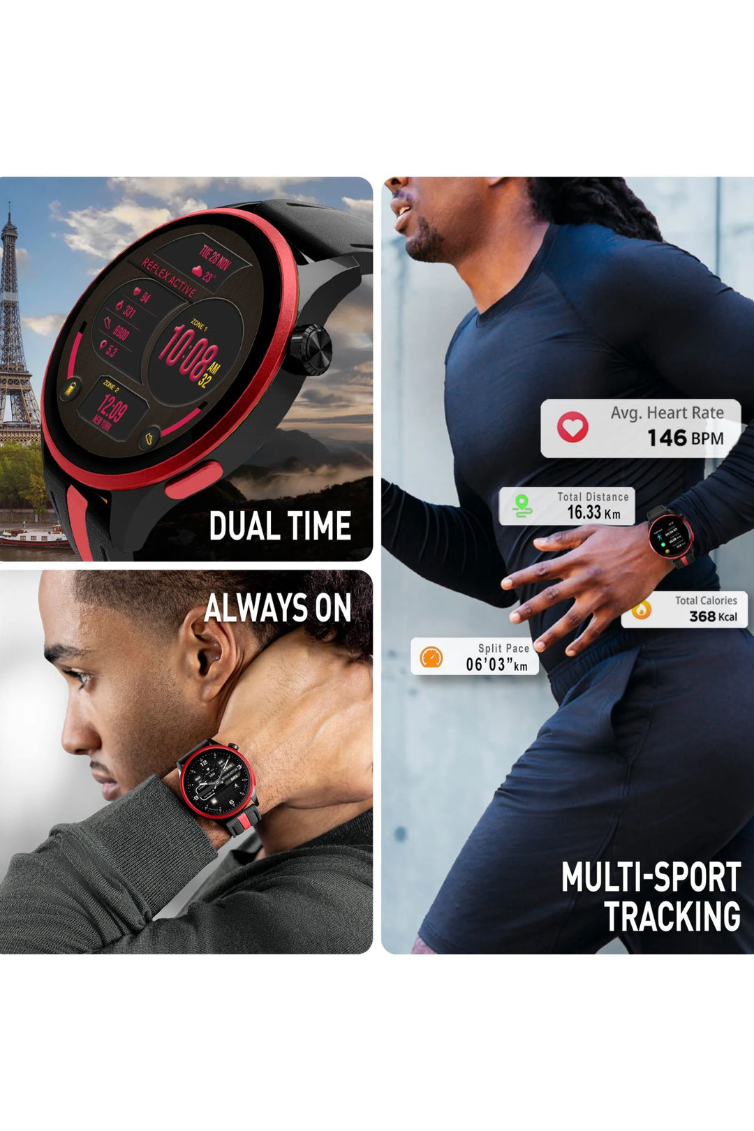 Venture 400 R AMOLED GPS Smart Calling Watch (Series 54) - Black/Red