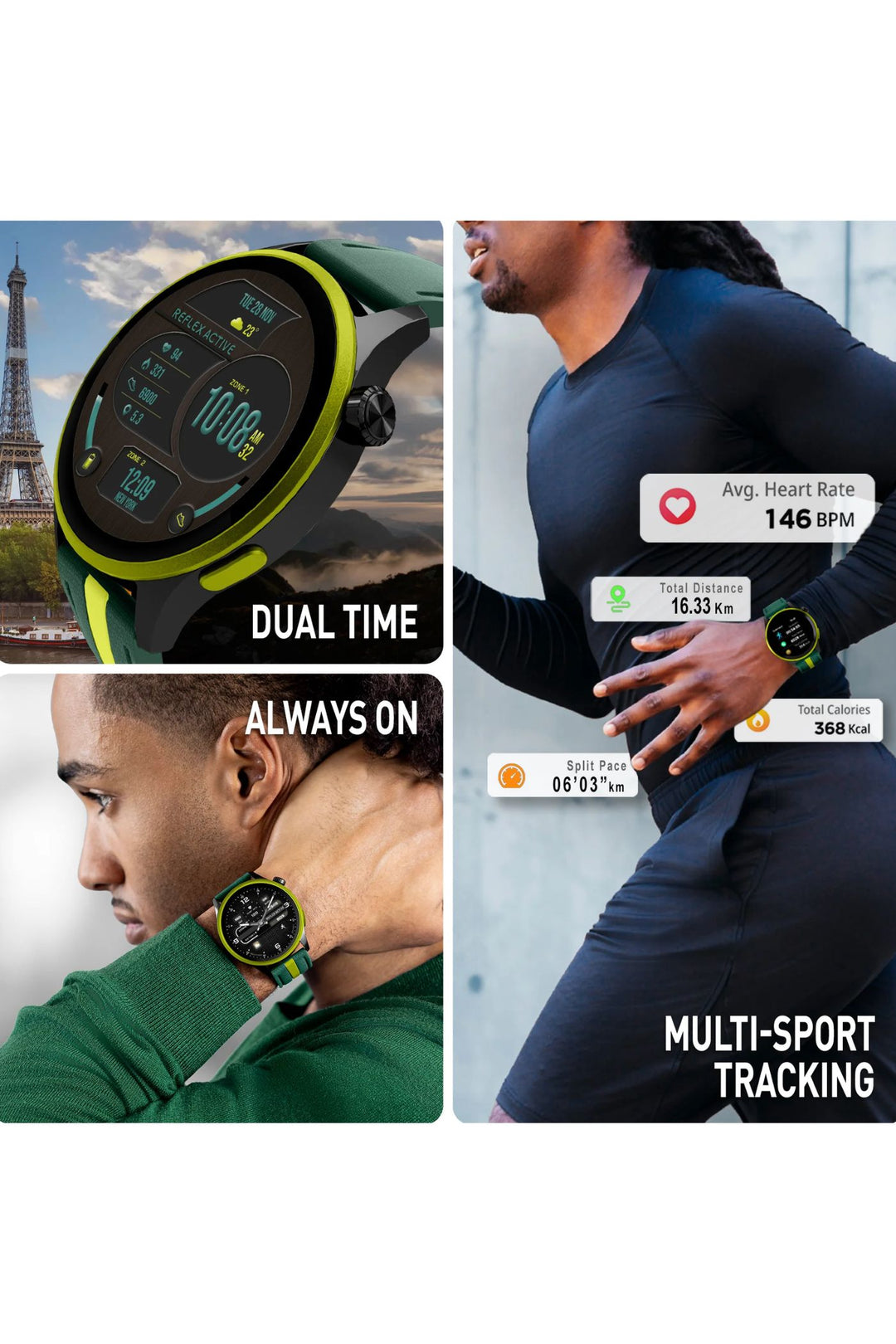 Venture 400 R AMOLED GPS Smart Calling Watch (Series 54) - Green/Yellow