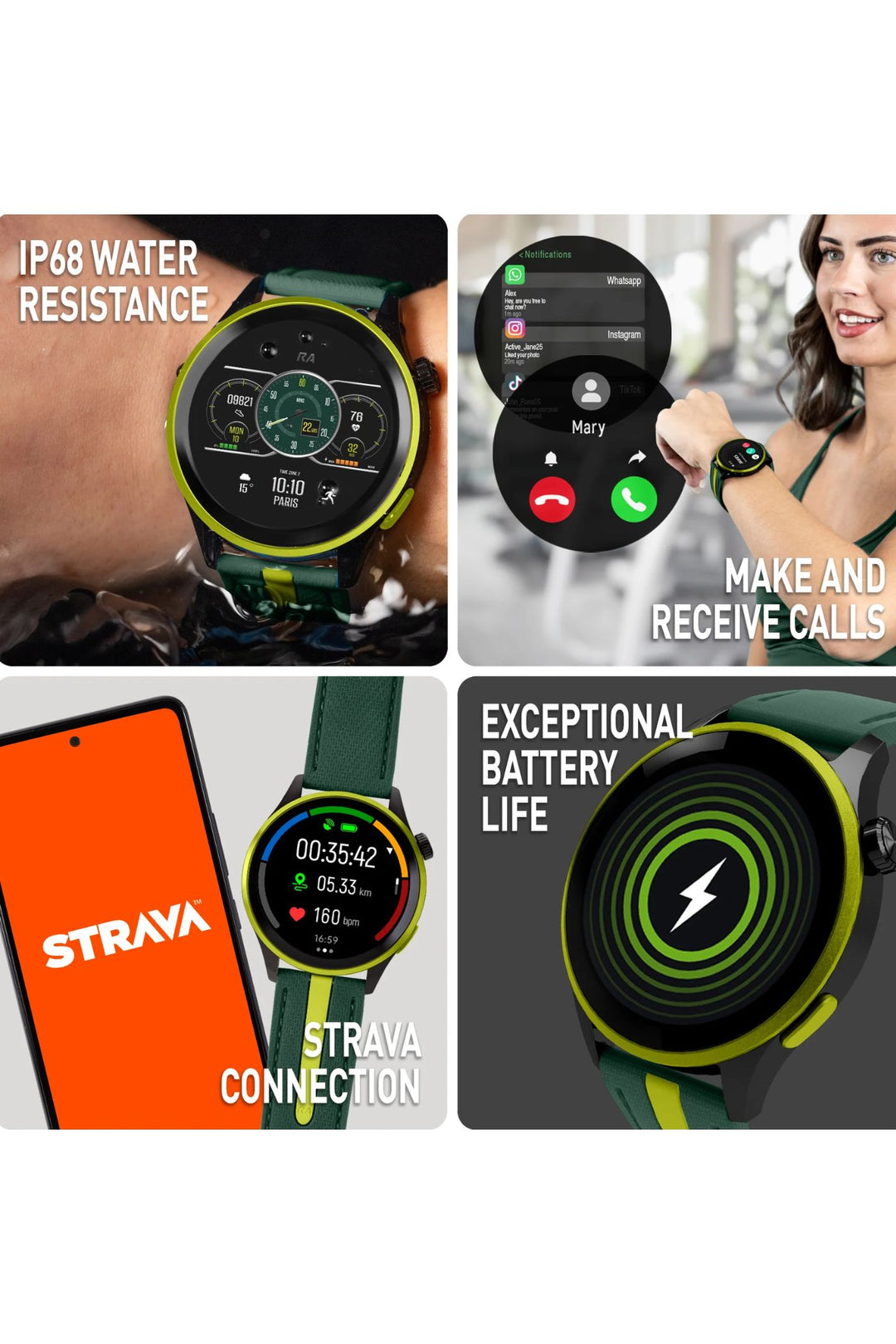 Venture 400 R AMOLED GPS Smart Calling Watch (Series 54) - Green/Yellow