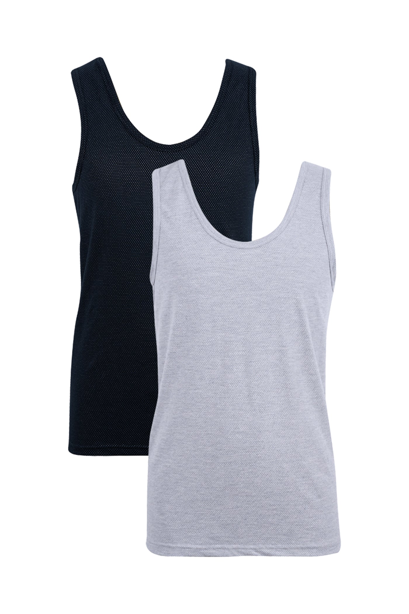 Mens Mens - 2 Pack Eyelet Vest - Black/Grey – Edgars