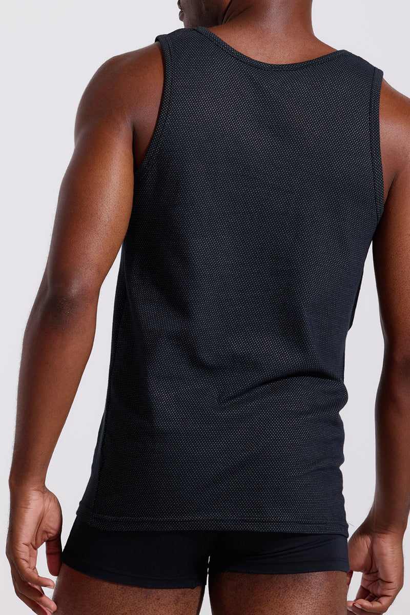 Mens - 2 Pack Eyelet Vest - Black/Grey