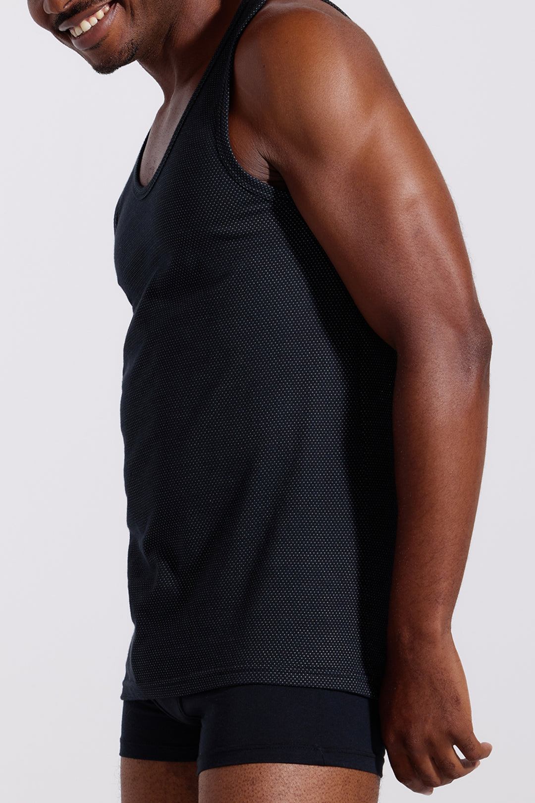 Mens - 2 Pack Eyelet Vest - Black/Grey