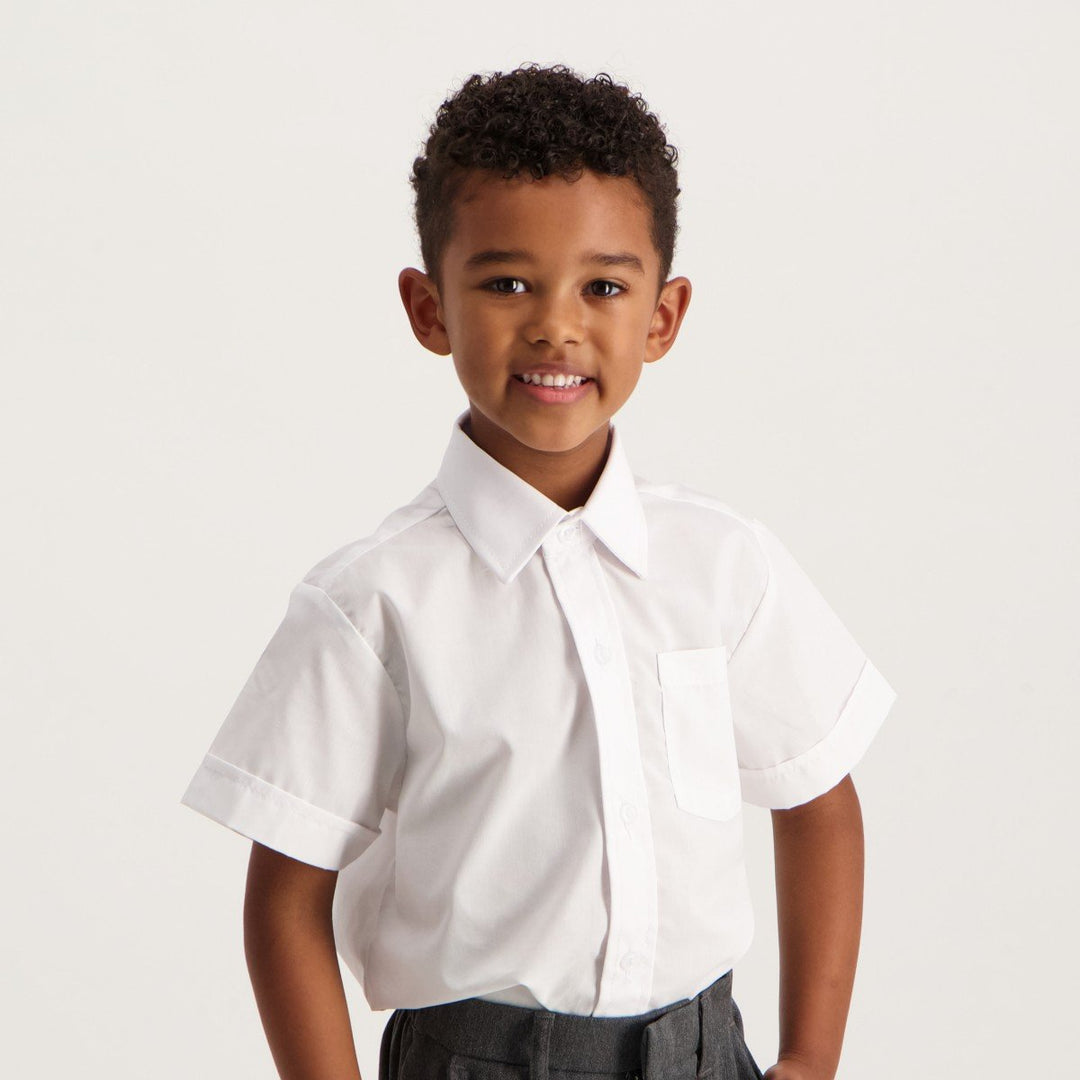 Boys 2 Pack Regular Neck Short Sleeve Shirt - White