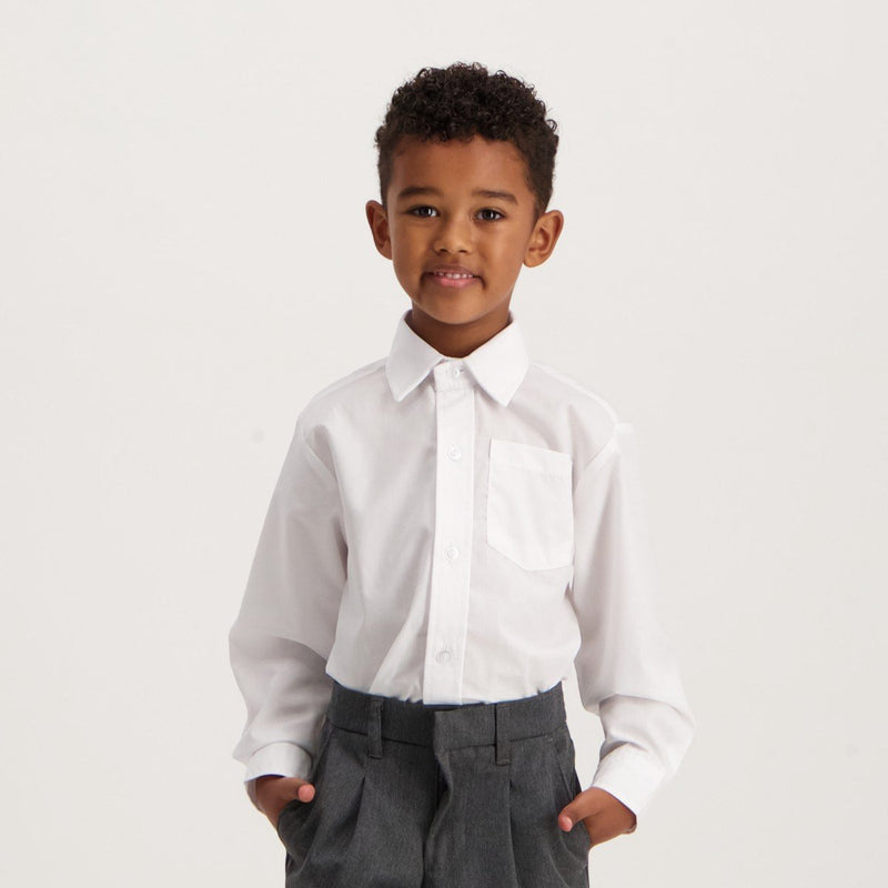 Boys 2 Pack Long Sleeve Regular Shirt - White