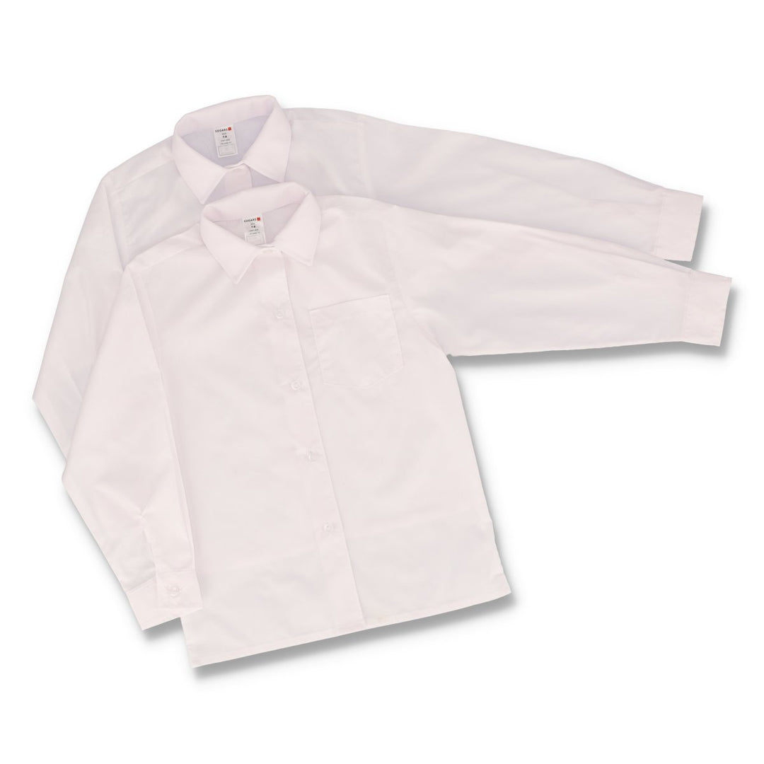 Girls Long Sleeve 2 Pack School Blouse - White