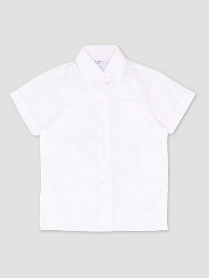 Girls 2 Pack Short Sleeve Regular Neck School Blouse - White