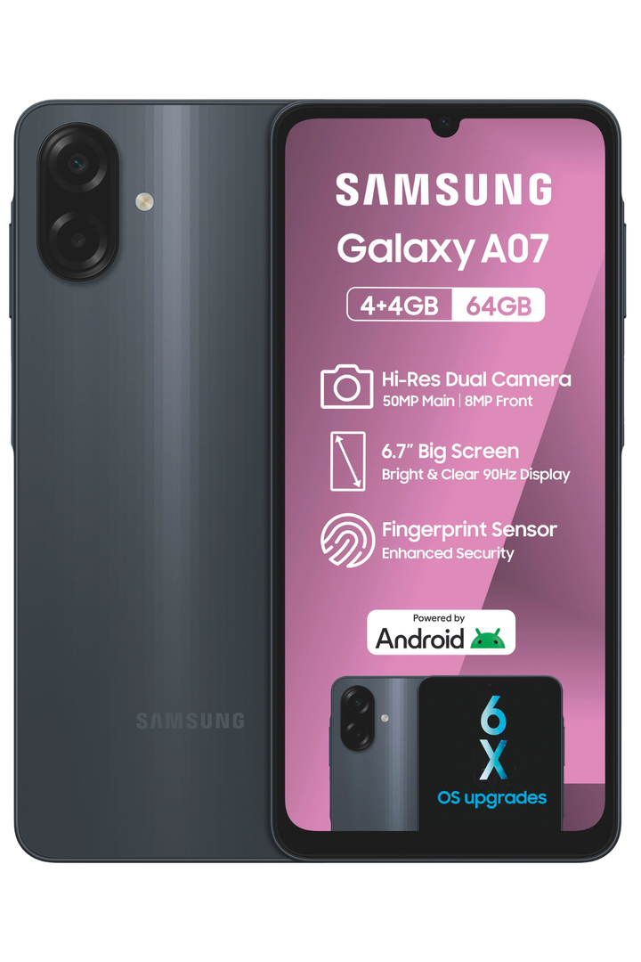 Galaxy A07 4/64GB Dual Sim Cellphone - Black