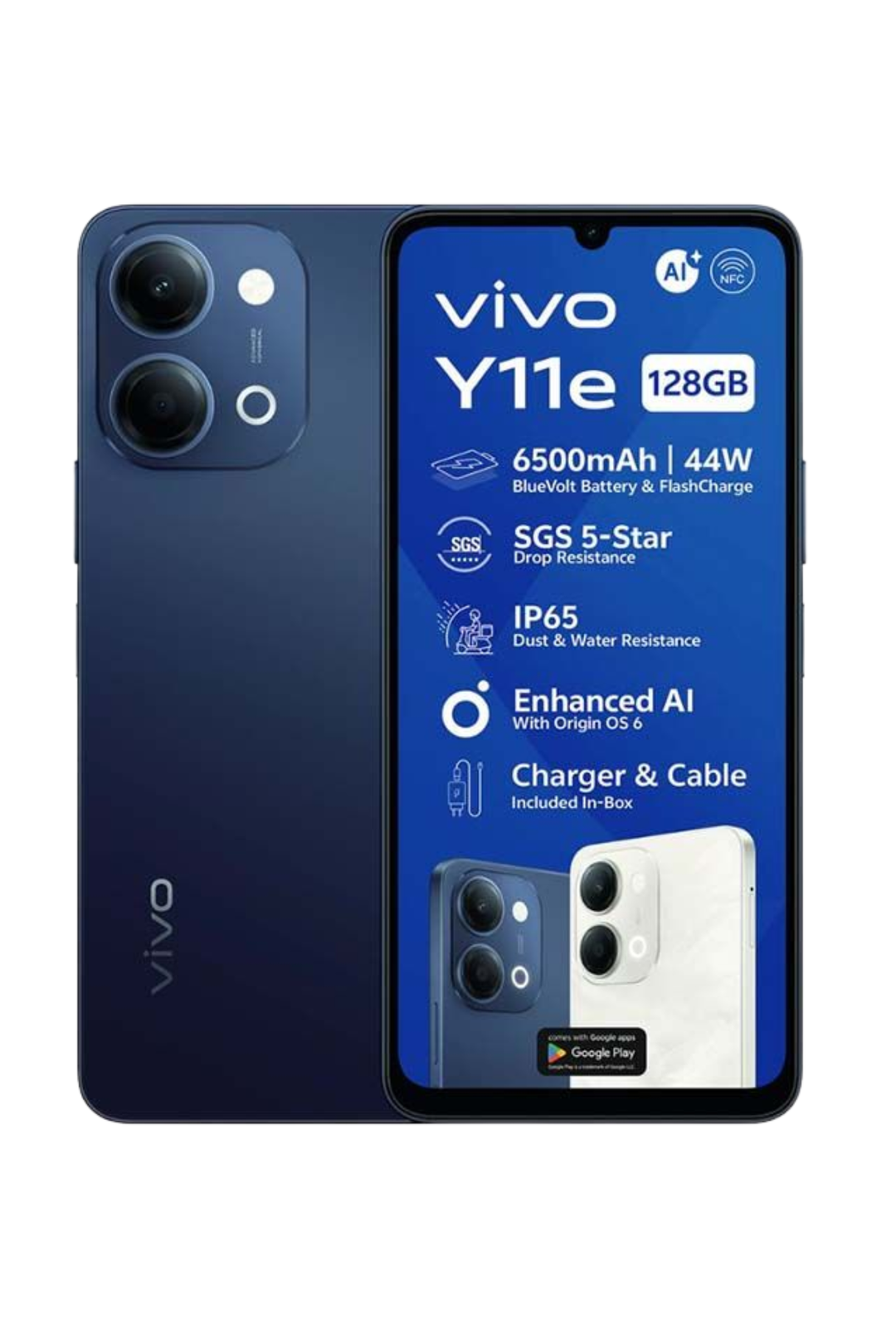 Y11e Bundle 4GB+128GB Dual Sim Cellphone - Black
