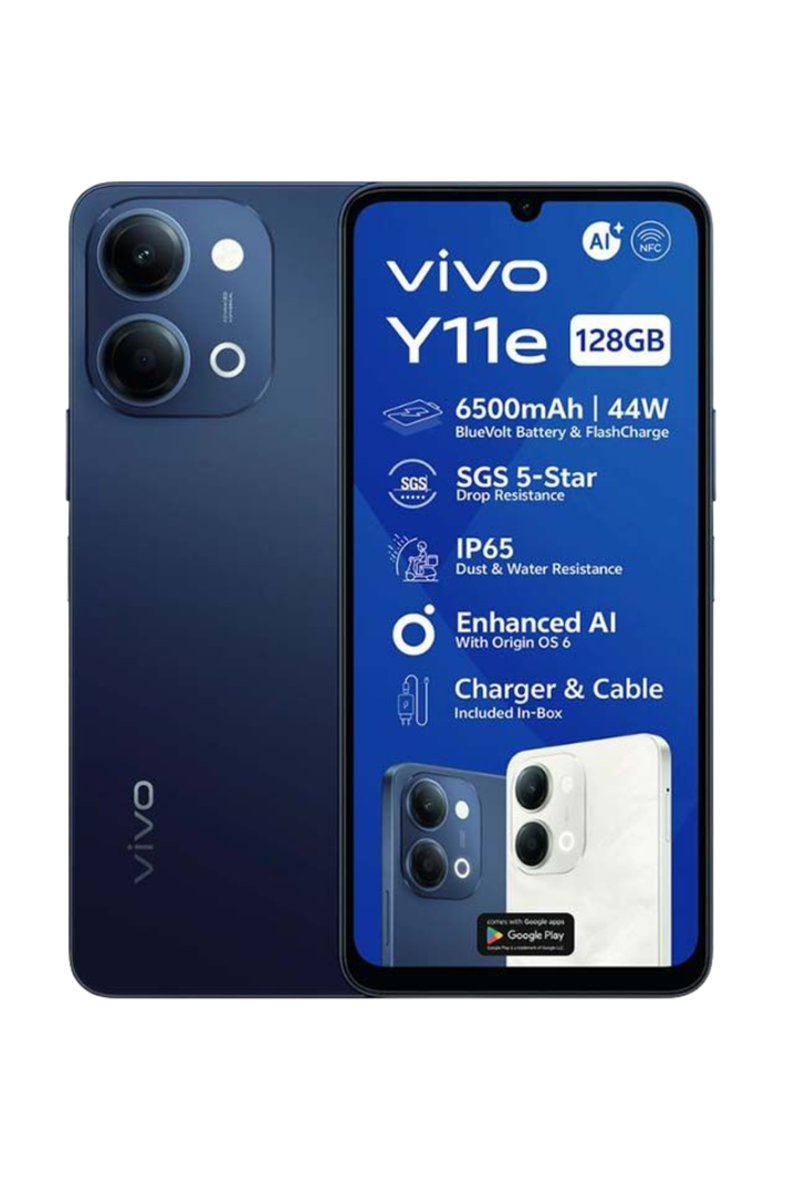 Y11e Bundle 4GB+128GB Dual Sim Cellphone - Black