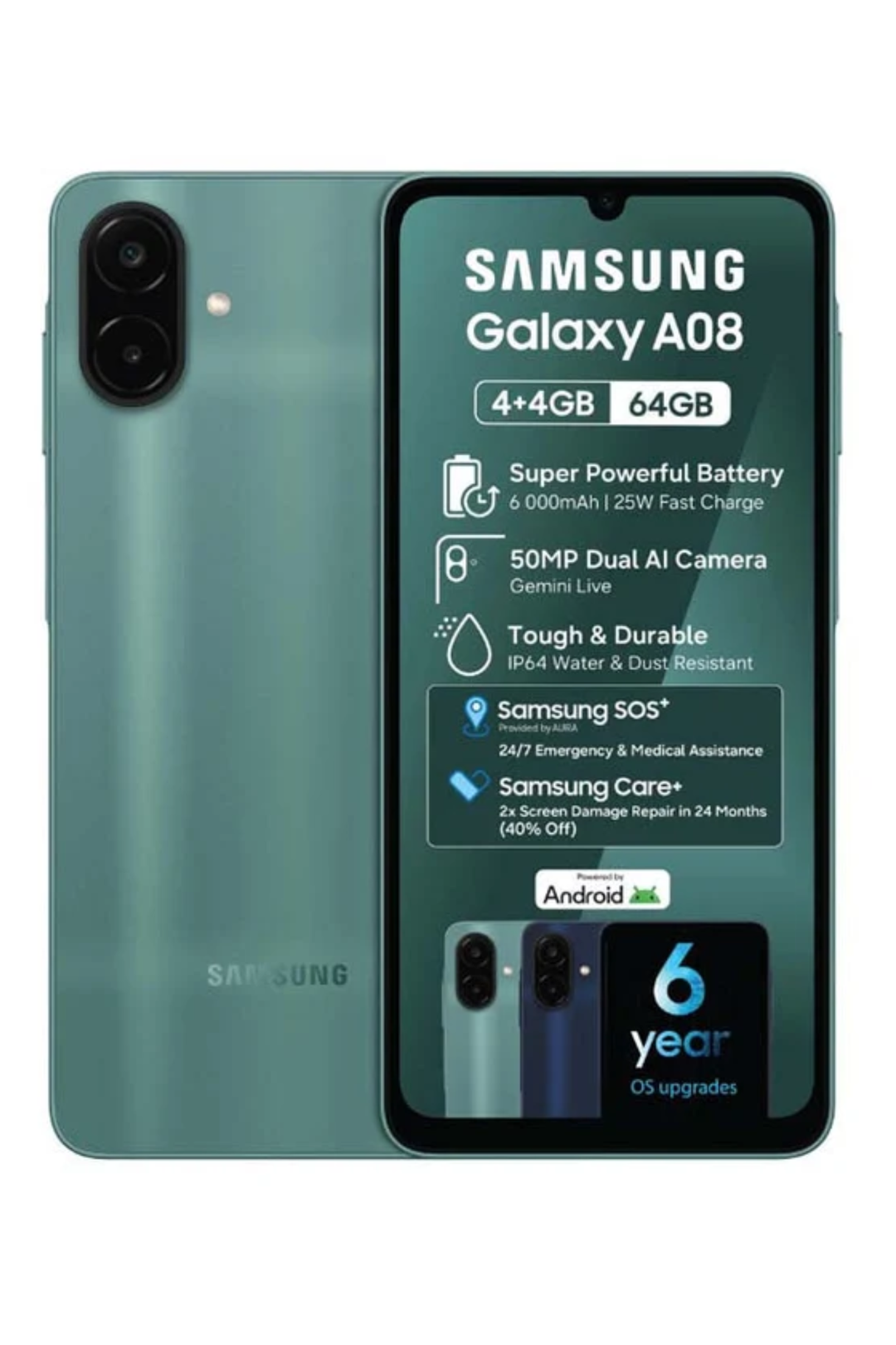 A08 4/64GB 4G Cellphone - Green