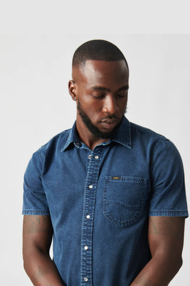 Lazy Denim Short Sleeve Shirt - Stonewash