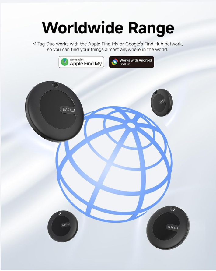 MiTag Duo with Key Ring - Black