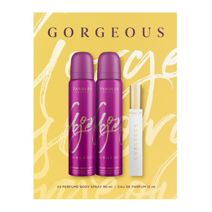GORGEOUS 2 x PERFUME BODY SPRAY 90ML & EAU DE PARFUM WAND 15ML