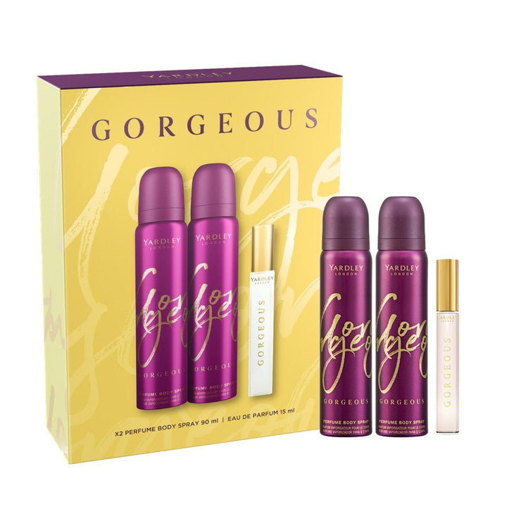 GORGEOUS 2 x PERFUME BODY SPRAY 90ML & EAU DE PARFUM WAND 15ML