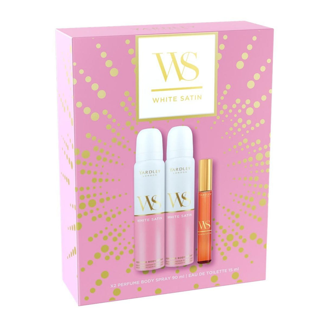 WHITE SATIN 2 x PERFUME BODY SPRAY 90ML & EAU DE TOILETTE WAND 15ML