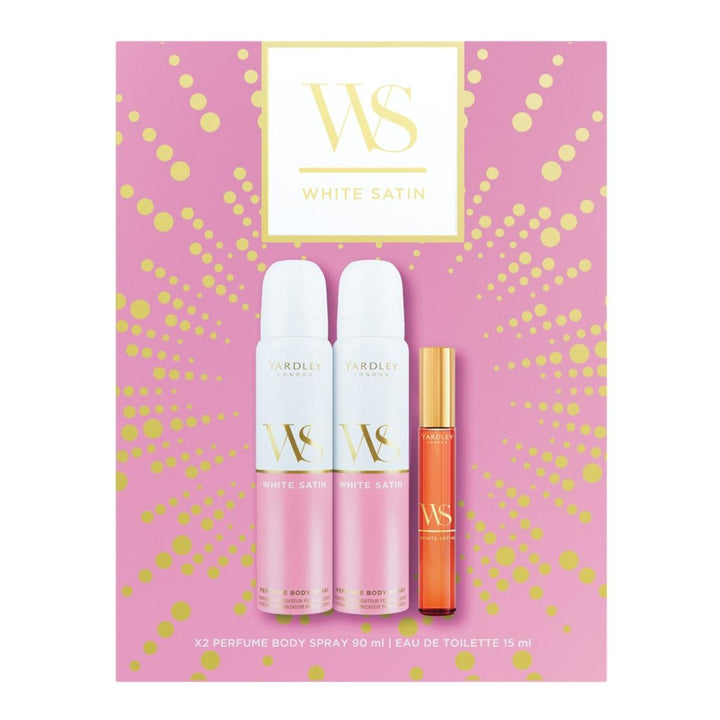 WHITE SATIN 2 x PERFUME BODY SPRAY 90ML & EAU DE TOILETTE WAND 15ML