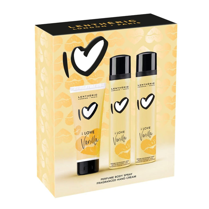 I LOVE VANILLA 2 x PERFUME BODY SPRAY 90ML & HAND CREAM