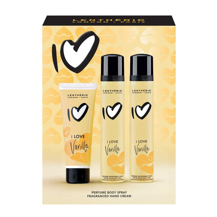 I LOVE VANILLA 2 x PERFUME BODY SPRAY 90ML & HAND CREAM
