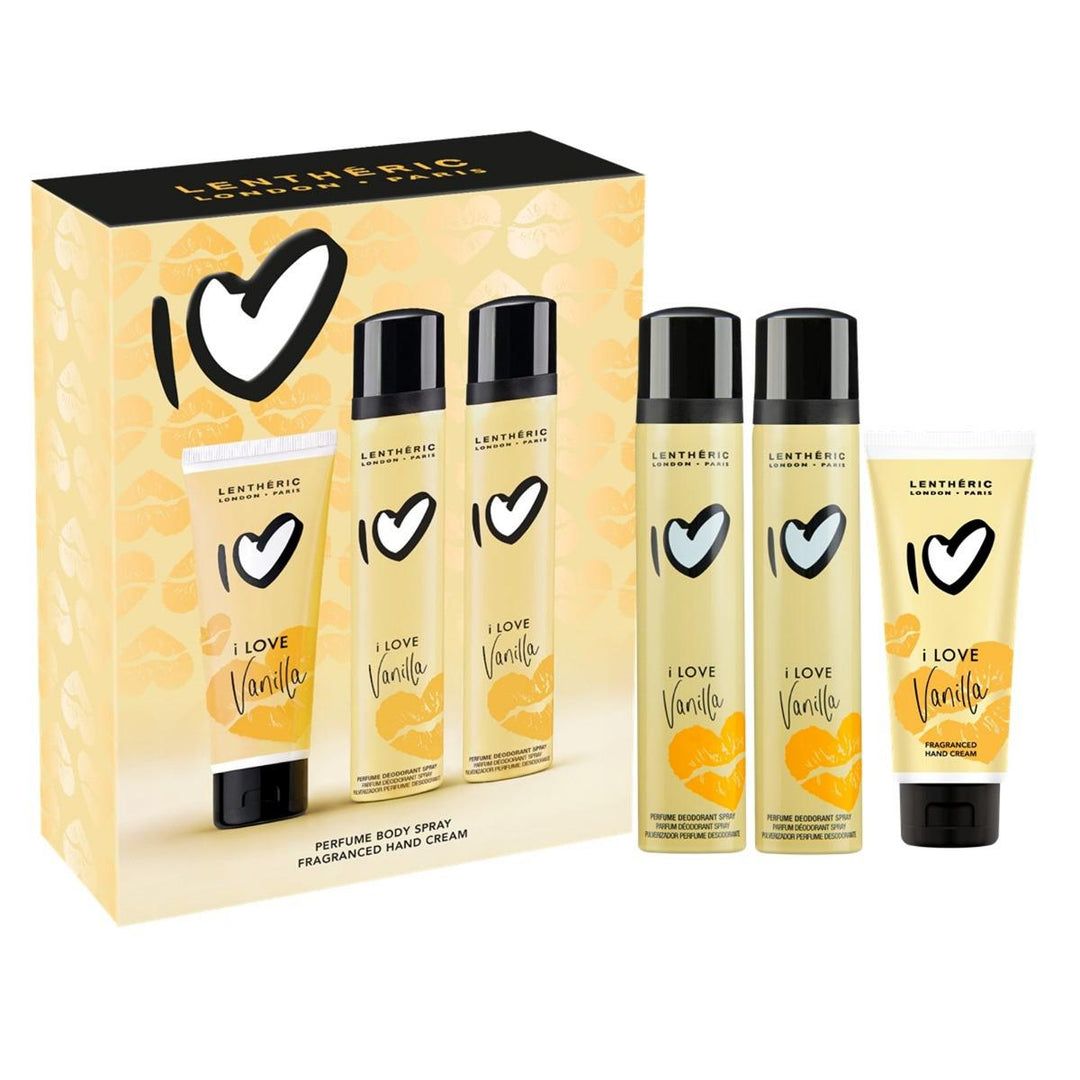 I LOVE VANILLA 2 x PERFUME BODY SPRAY 90ML & HAND CREAM