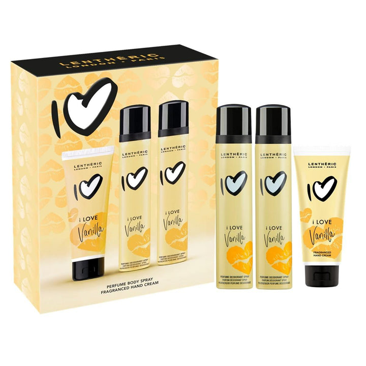 I LOVE VANILLA 2 x PERFUME BODY SPRAY 90ML & HAND CREAM