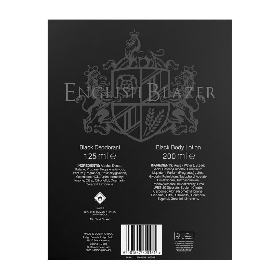 ENGLISH BLAZER BLACK 2 x DEODORANT SPRAY 125ML & BODY LOTION 200ML