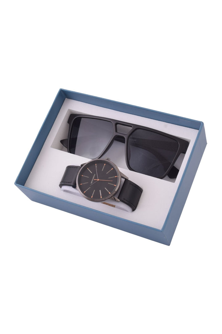 Sunglasses & Watch Set - Black