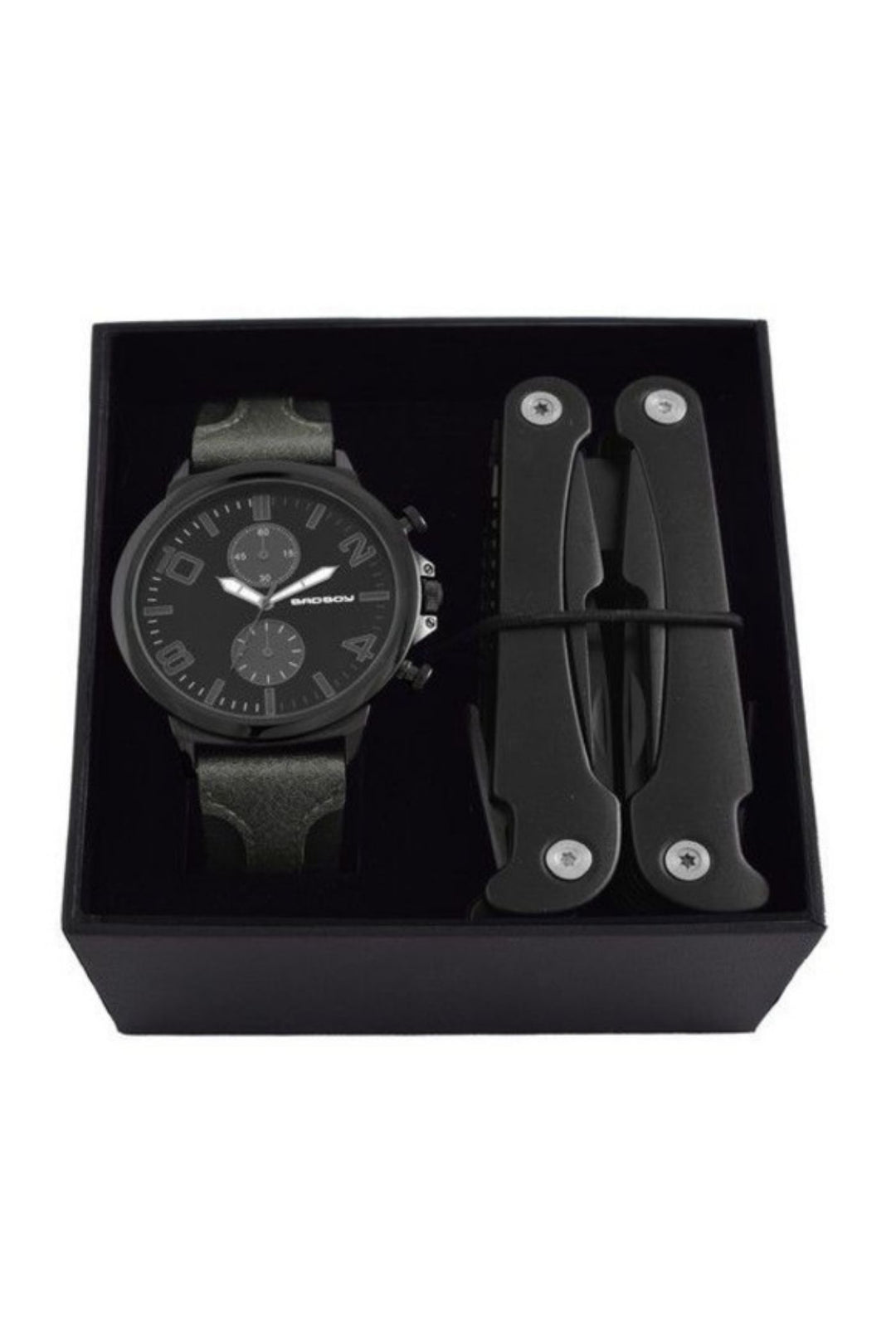 Men's Stealth Analogue Watch Set - Black
