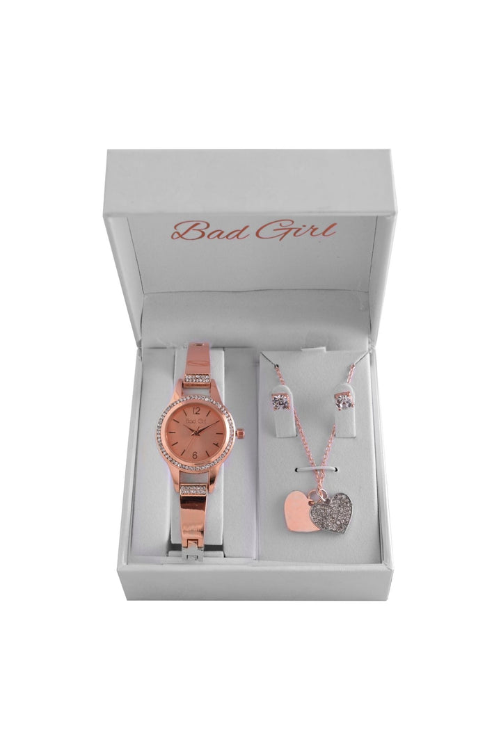 Watch & Jewellery Set - Rose Gold