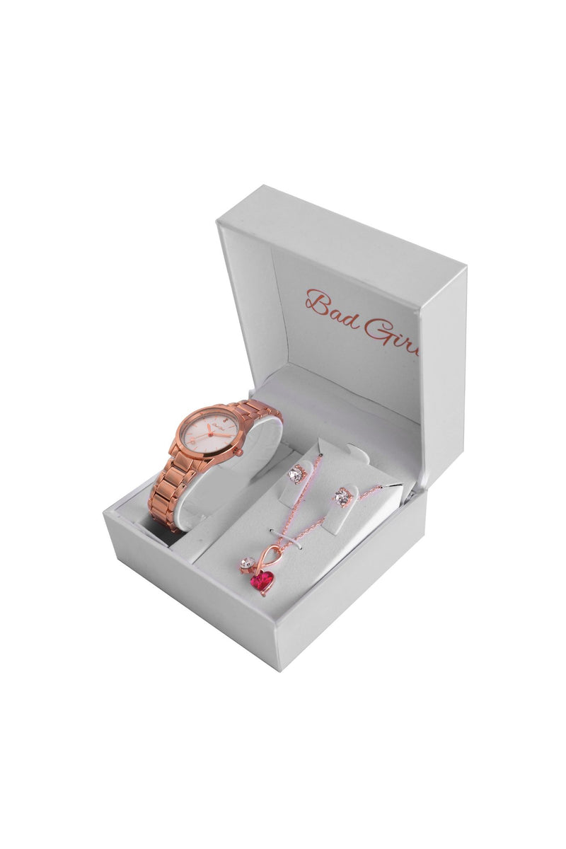 Jewellery & Wrist Watch Box Set - Rose Gold