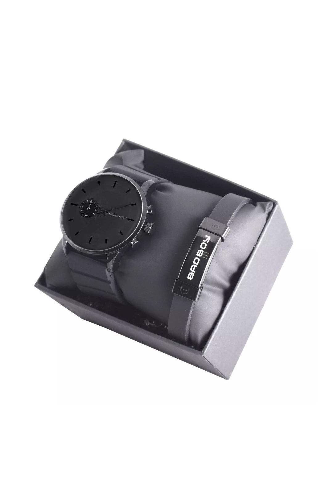 Silicone Bracelet & Watch Set - Black