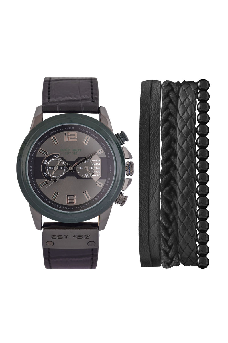 Olympus Watch & Bracelet Set - Black/Green