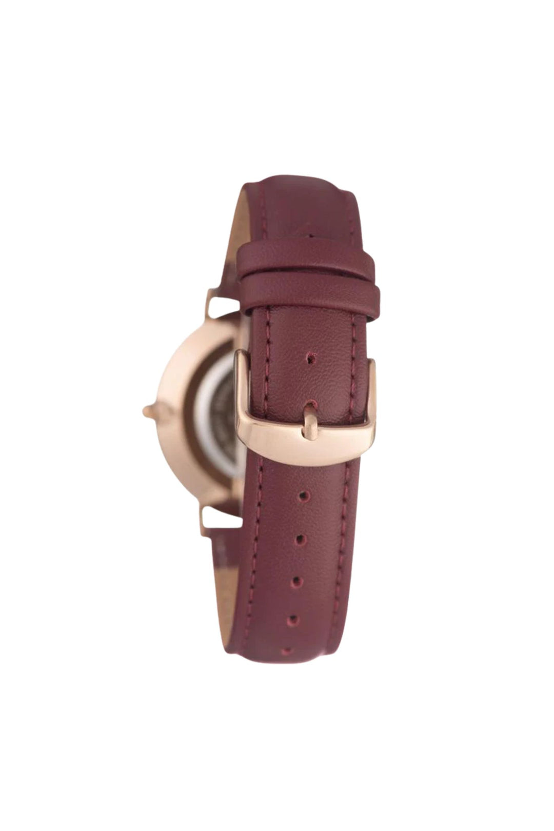 Rose Gold Dial With Burgundy Leather Strap - Rose Gold