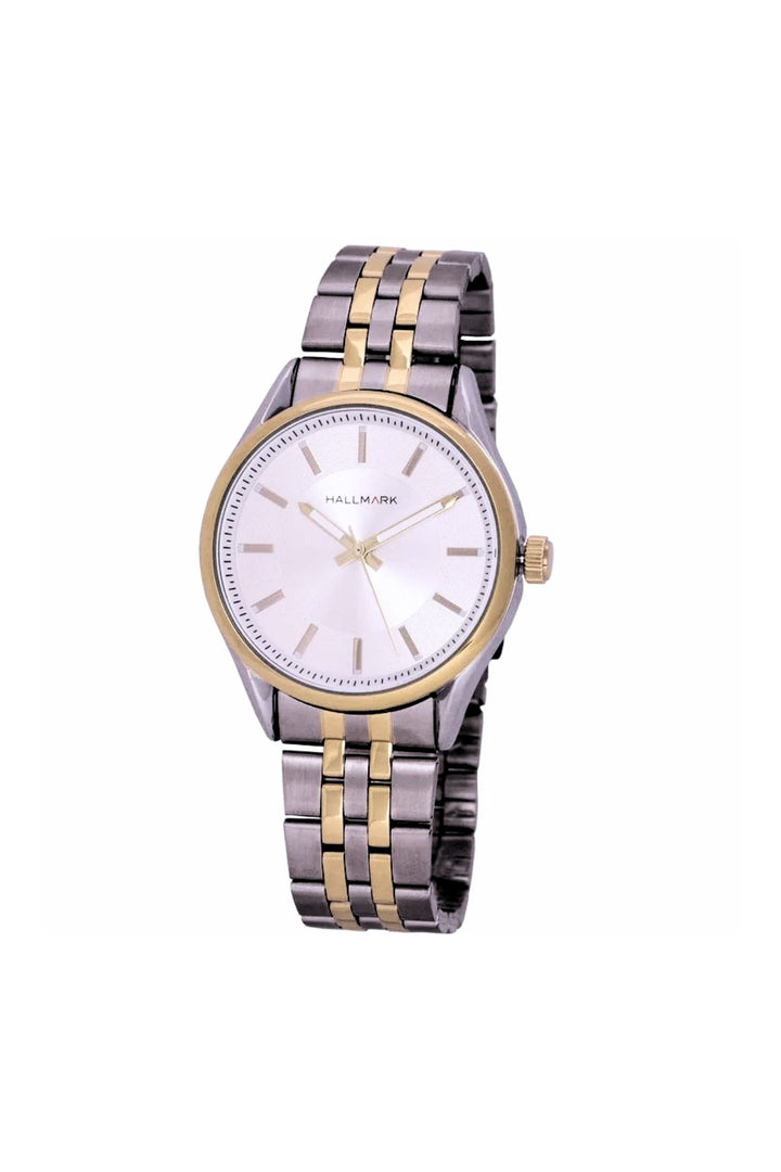 Silver Dial With Two Tone Round Bracelet - Silver
