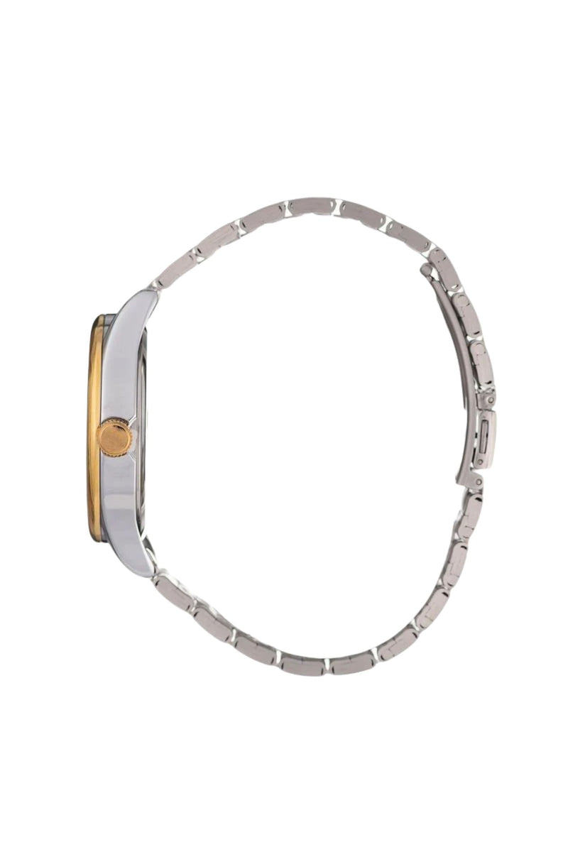 Silver Dial With Two Tone Round Bracelet - Silver