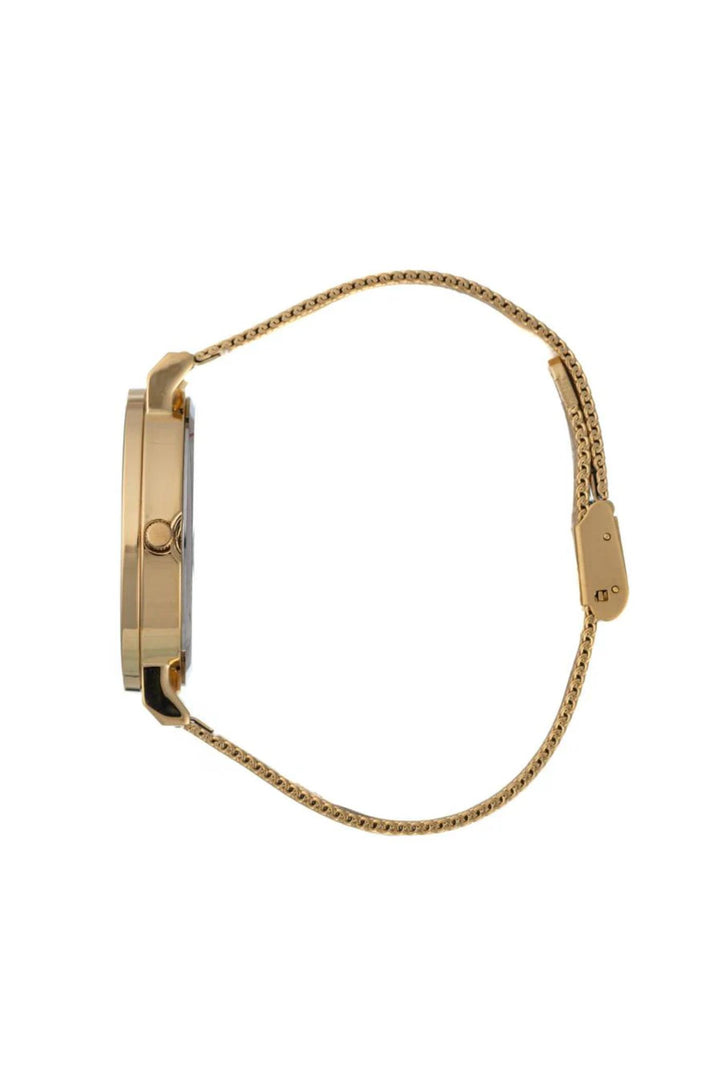 Gold Case With White Dial & Round Mesh Bracelet - Gold