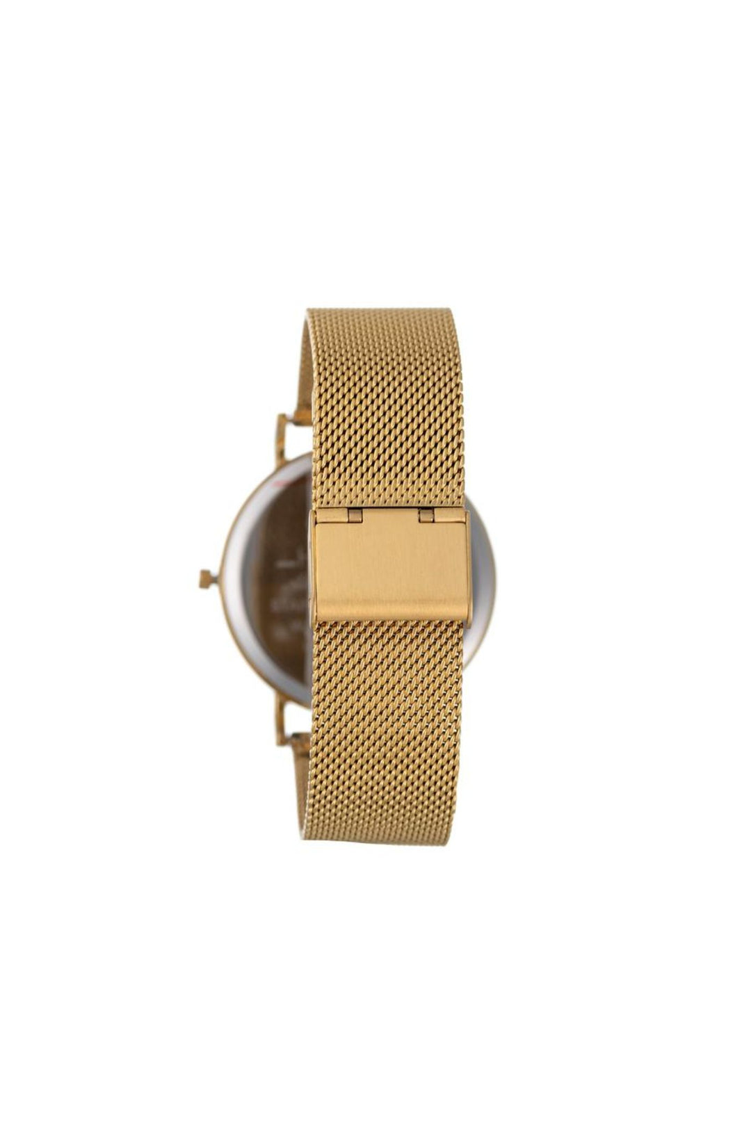 Gold Case With White Dial & Round Mesh Bracelet - Gold