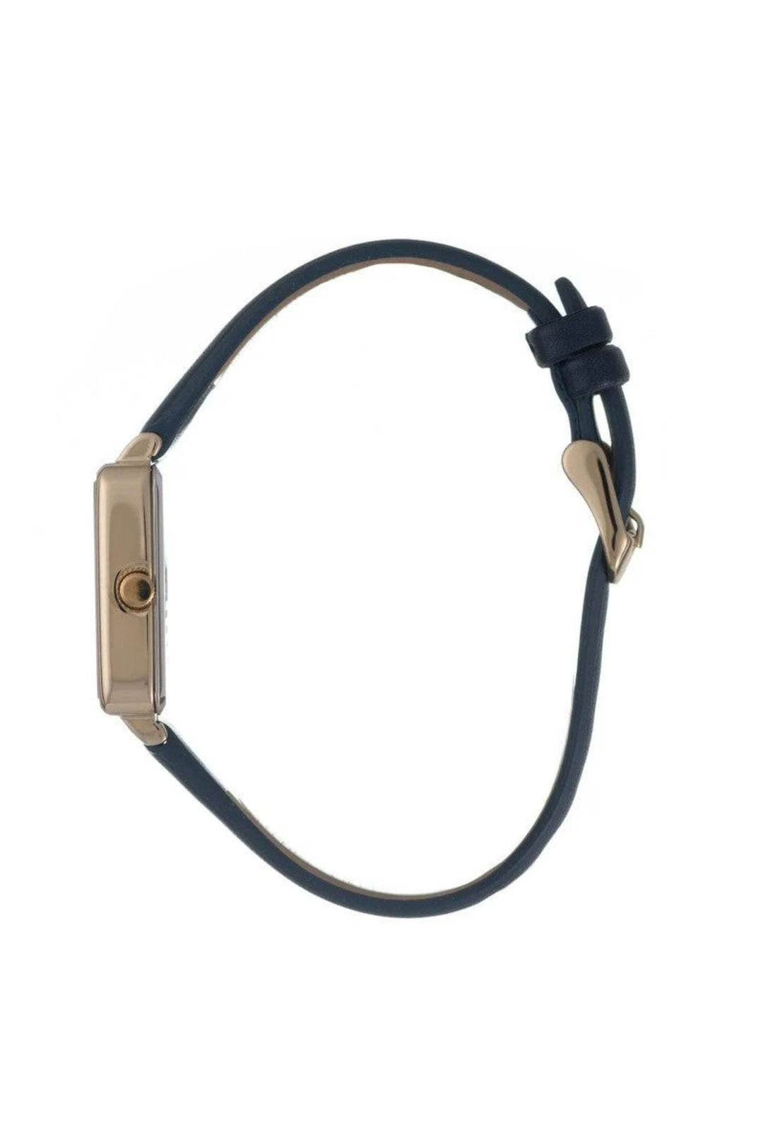 Rectangle Navy Dial With Navy Leather Strap - Gold