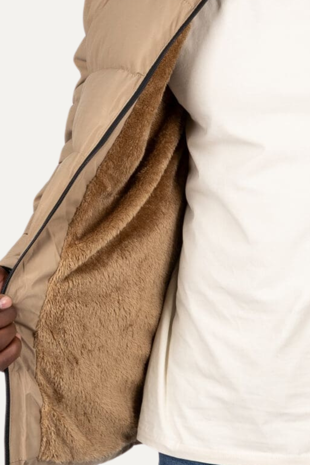 Noam Fur Lined Puffer Jacket - Khaki