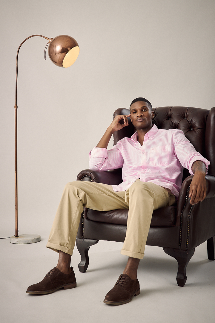 Fine Weave Washed Cotton Check Shirt - Pink