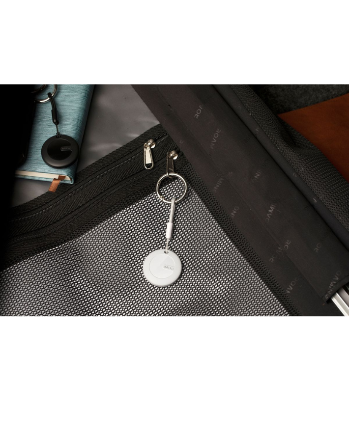 MiTag Apple Compatible Tag with Leather Keychain - White