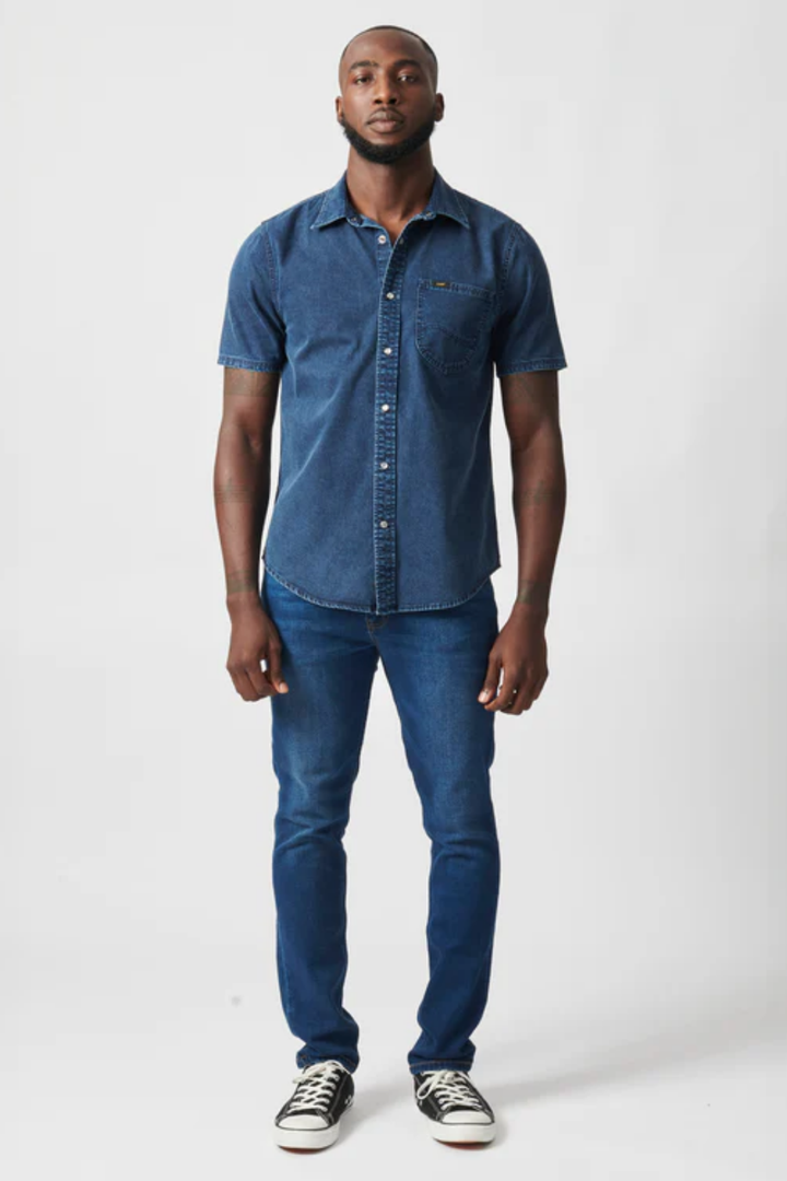 Lazy Denim Short Sleeve Shirt - Stonewash