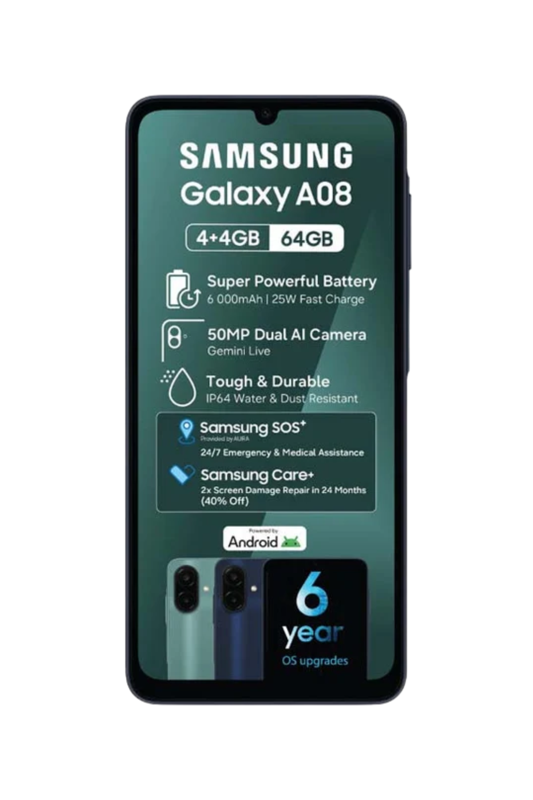 A08 4/64GB 4G Cellphone - Green