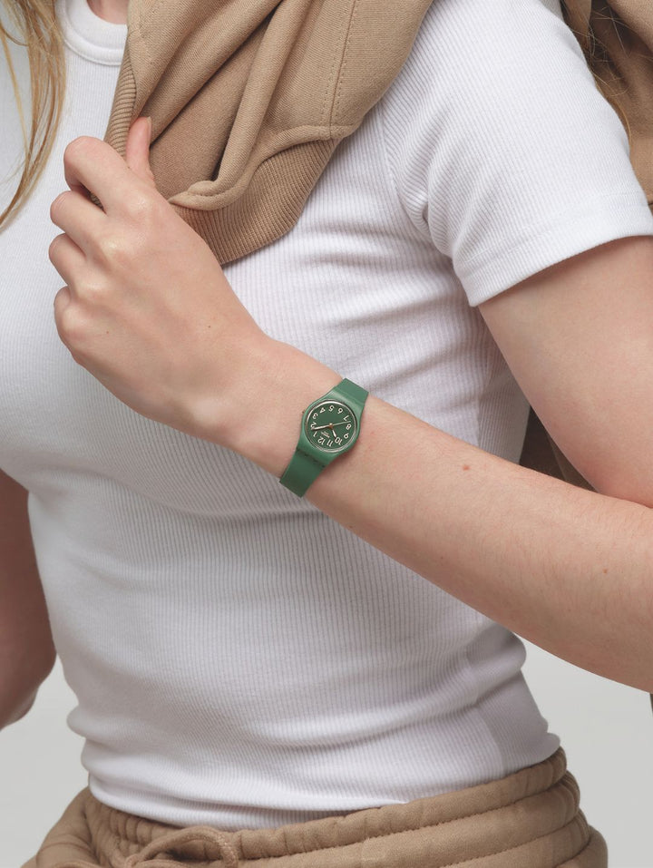 Notes Of Pecan Brown Quartz Dial Watch With Leather Strap - Green