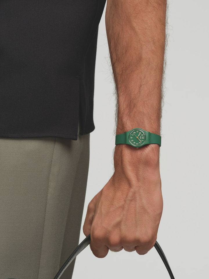 Notes Of Pecan Brown Quartz Dial Watch With Leather Strap - Green